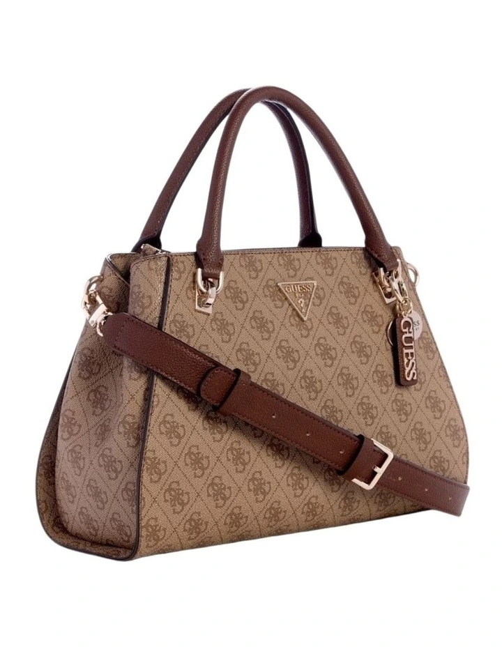 Noelle Luxury Satchel Bag in Latte Logo/Brown image 2