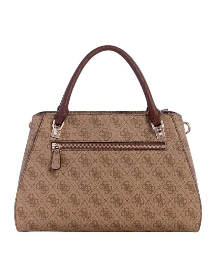 Noelle Luxury Satchel Bag in Latte Logo/Brown image 3