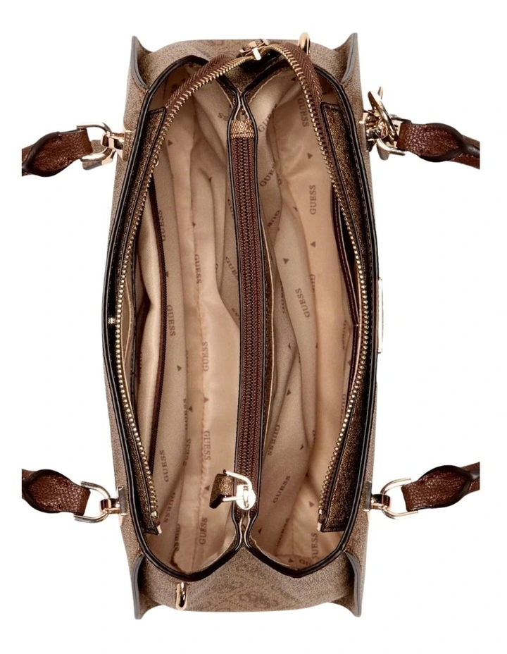 Noelle Luxury Satchel Bag in Latte Logo/Brown image 4