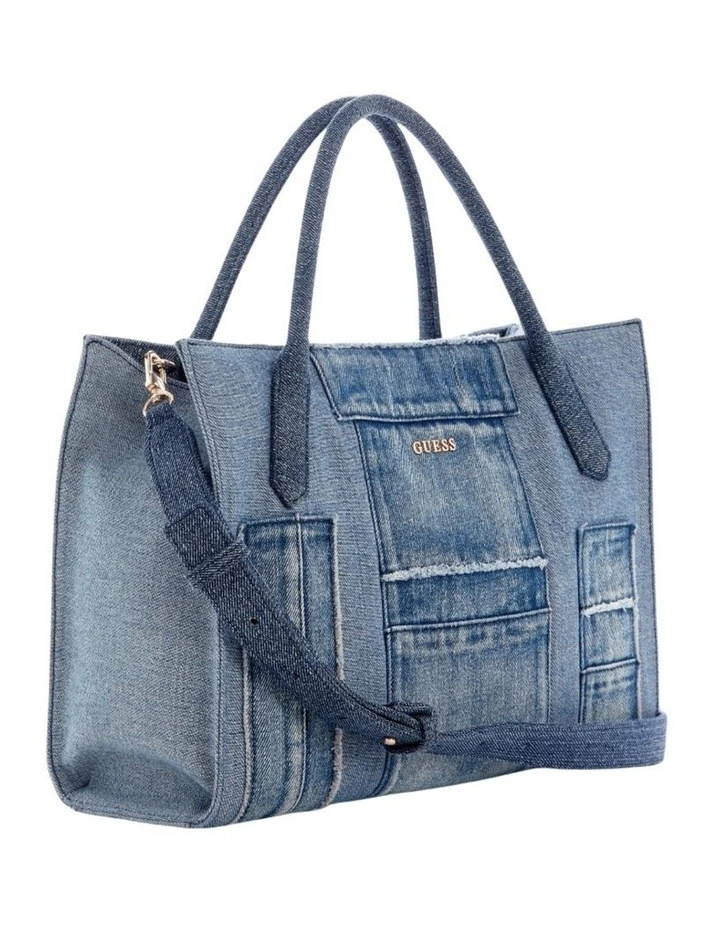 Jodi Utility Denim Tote Bag in Denim Multi image 2