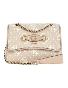 Izzy Convertible Crossbody Flap in Sand Logo