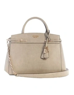 Melinda Triple Compartment Satchel Bag in Light Taupe