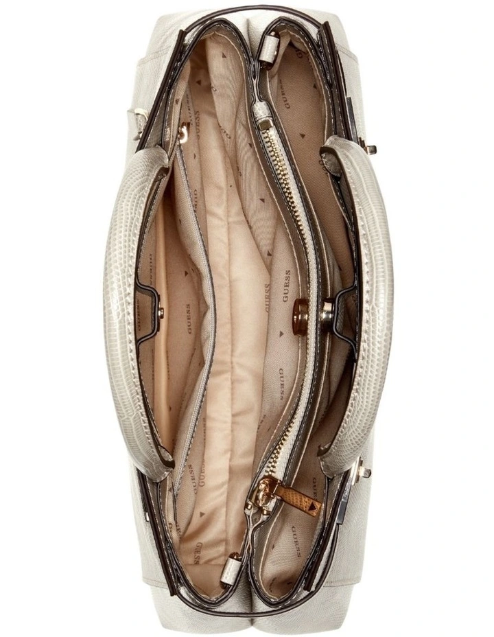 Melinda Triple Compartment Satchel Bag in Light Taupe image 5