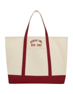 Summerline Extra Large Tote Bag in Natural/Maroon