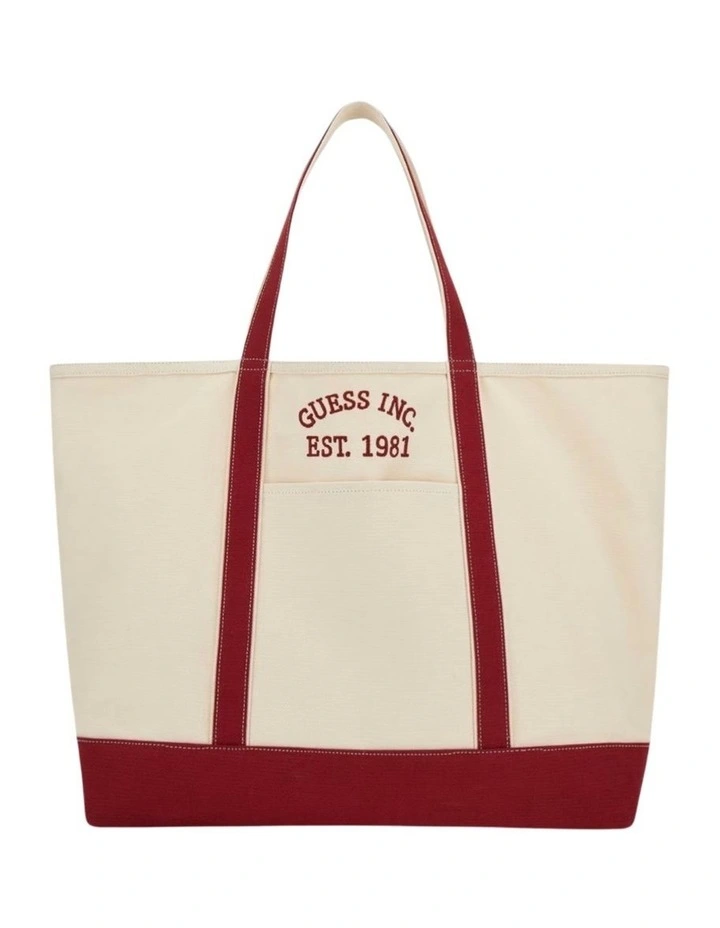 Summerline Extra Large Tote Bag in Natural/Maroon image 1