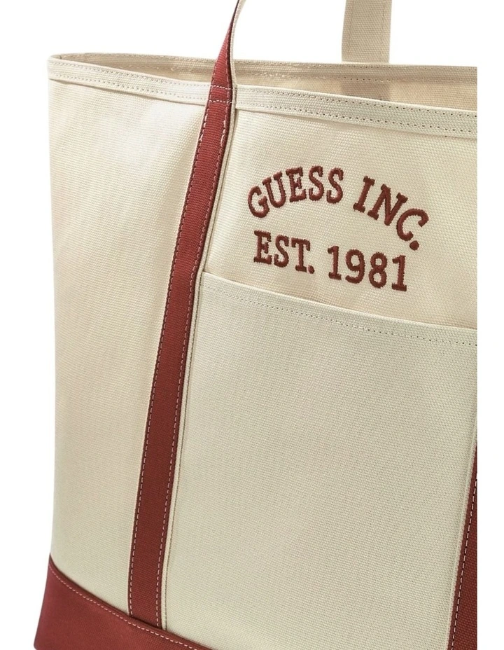 Summerline Extra Large Tote Bag in Natural/Maroon image 3