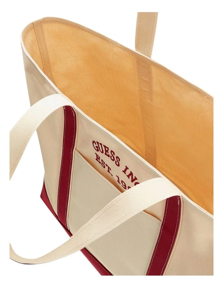 Summerline Extra Large Tote Bag in Natural/Maroon image 4
