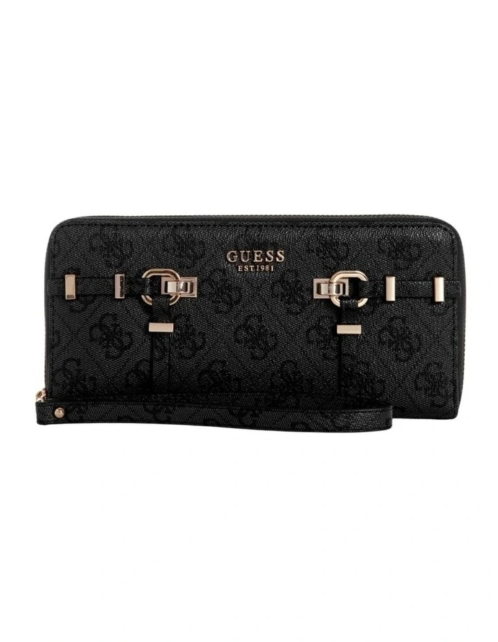Black Logo Leona Large Zip-Around Wallet in Coal Logo image 1