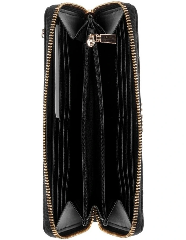 Black Logo Leona Large Zip-Around Wallet in Coal Logo image 3