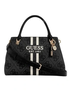Noelle II Luxury Satchel Bag in Black Logo