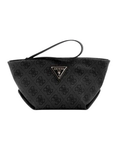 Helina Top Zip Cosmetic Pouch in Coal Logo