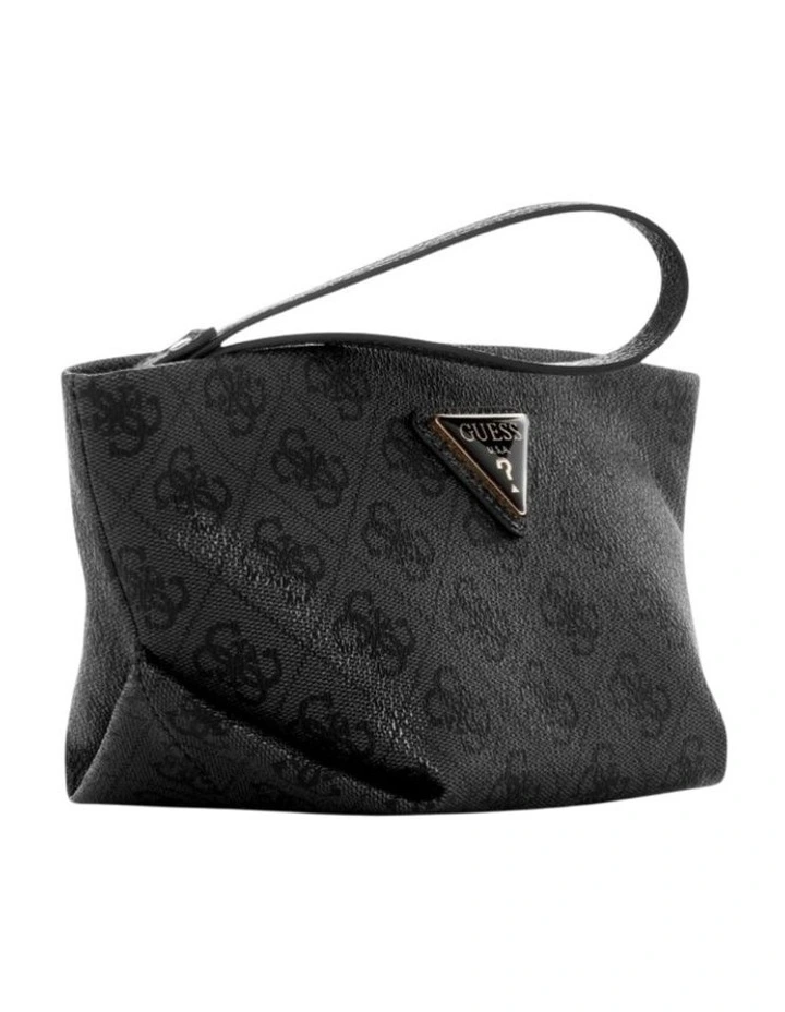 Helina Top Zip Cosmetic Pouch in Coal Logo image 2