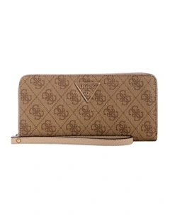 Laurel Large Zip Around Wallet in Latte Logo