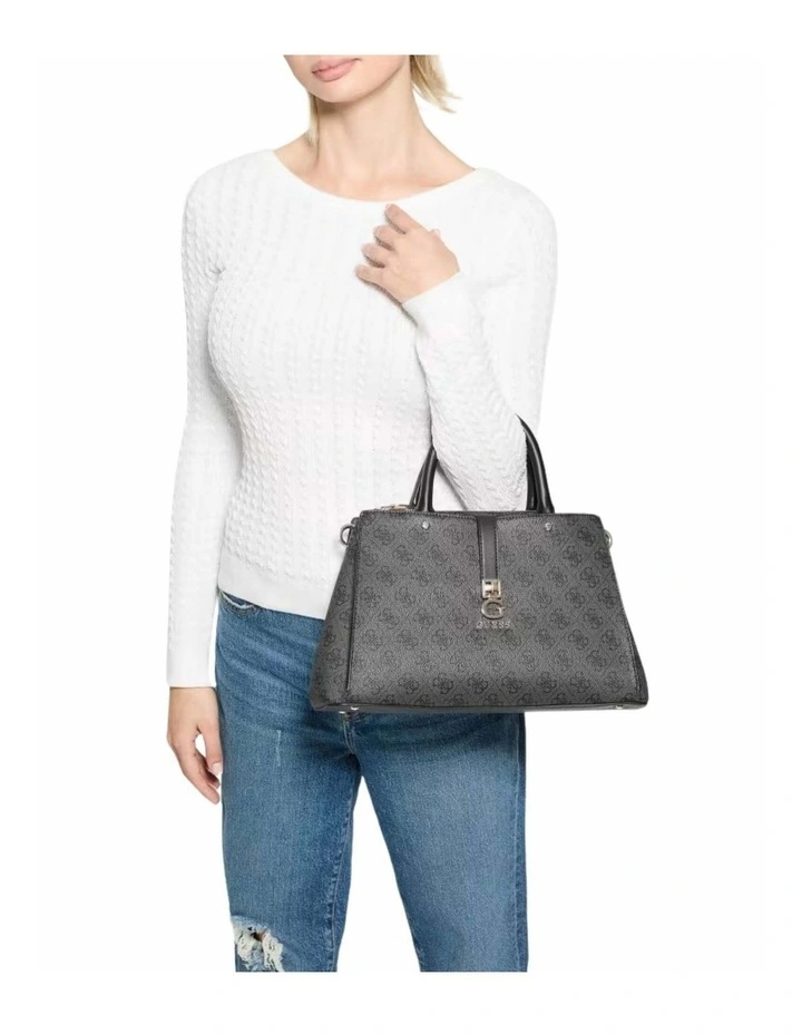 Zamira Luxury Satchel Bag in Coal Logo image 5