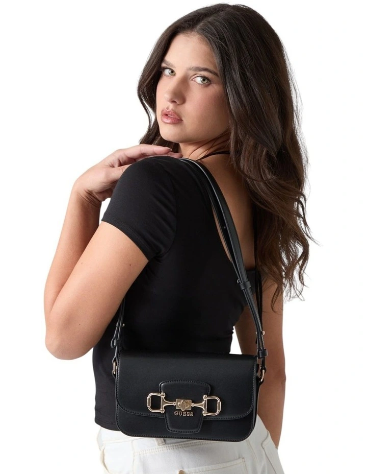 Janie Convertible Crossbody Flap Bag in Black image 2