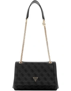 Noelle Convertible Crossbody Flap Bag in Black