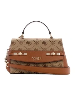 Melinda Mini Crossbody Flap Bag in Latte Logo