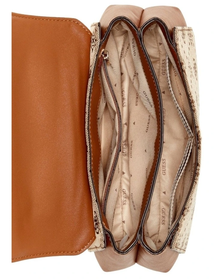 Melinda Mini Crossbody Flap Bag in Latte Logo image 5
