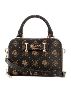Silia Mini Satchel Bag in Espresso Logo