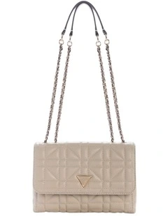 Edita Convertible Crossbody Flap Bag in Beige