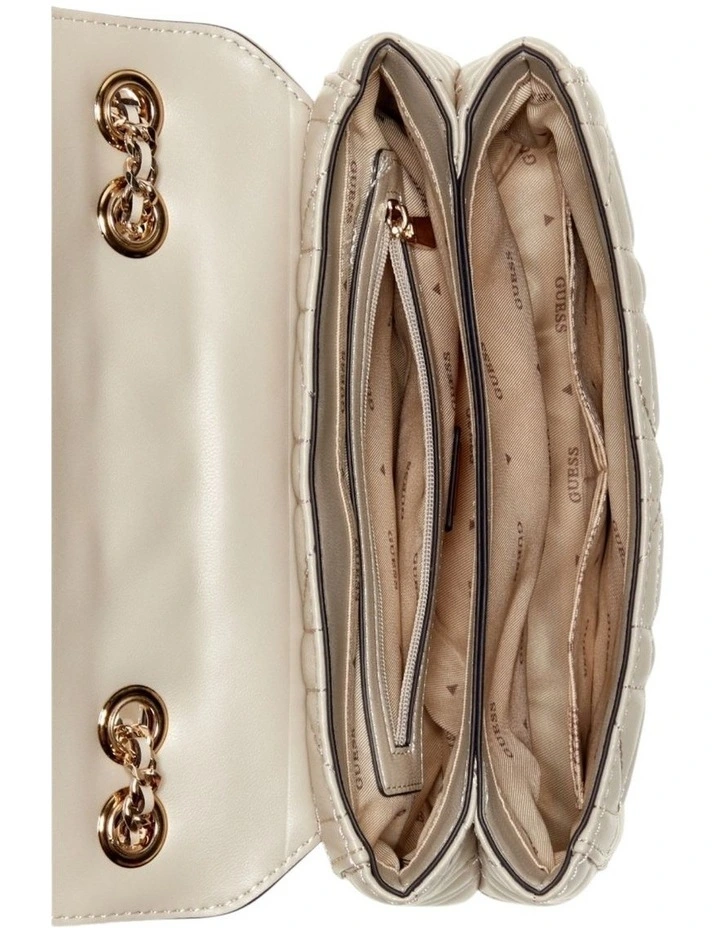 Edita Convertible Crossbody Flap Bag in Beige image 4