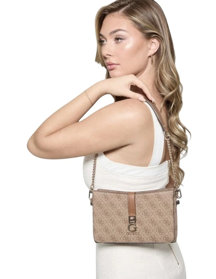 Zamira Top Zip Shoulder Bag in Latte Logo image 2