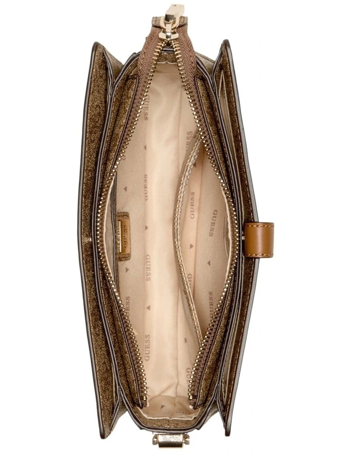 Zamira Top Zip Shoulder Bag in Latte Logo image 5