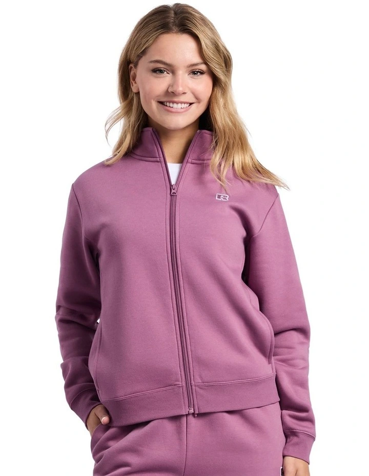 R Logo Trucker Zip Through Womens Jacket - Tulipwood image 1
