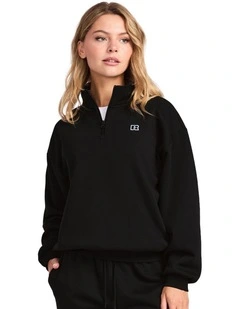 R Logo Women's Quarter Zip - Black