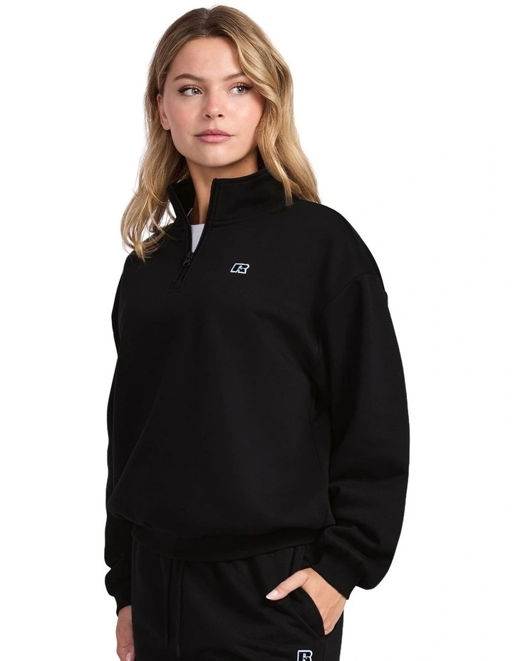 R Logo Women's Quarter Zip - Black image 3