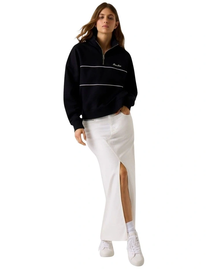Guess Jeans Oversized Half Zip Sweatshirt in Black image 2