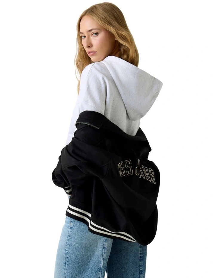 Guess Jeans Light Drop Shoulder Baker Cropped Hoodie in Grey image 3