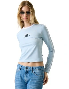 Guess Jeans 81 Star Baby Long Sleeve T-Shirt in Light Blue