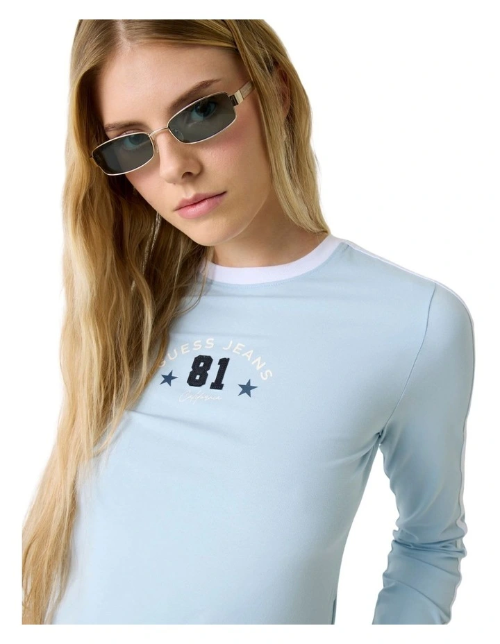 Guess Jeans 81 Star Baby Long Sleeve T-Shirt in Light Blue image 4