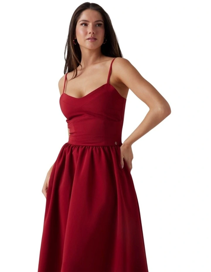 Sophie Sleeveless Midi Dress in Red image 2