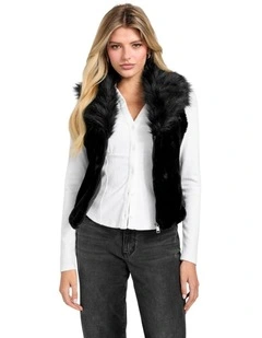 Amari Faux-Fur Vest in Black