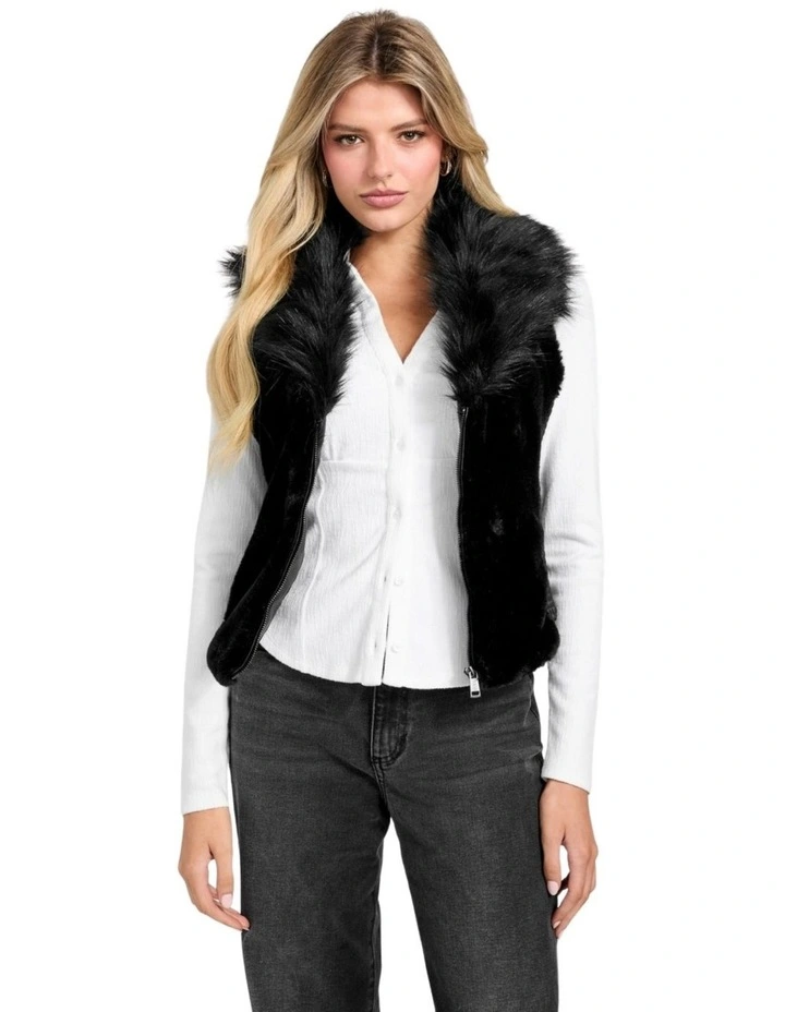 Amari Faux-Fur Vest in Black image 1