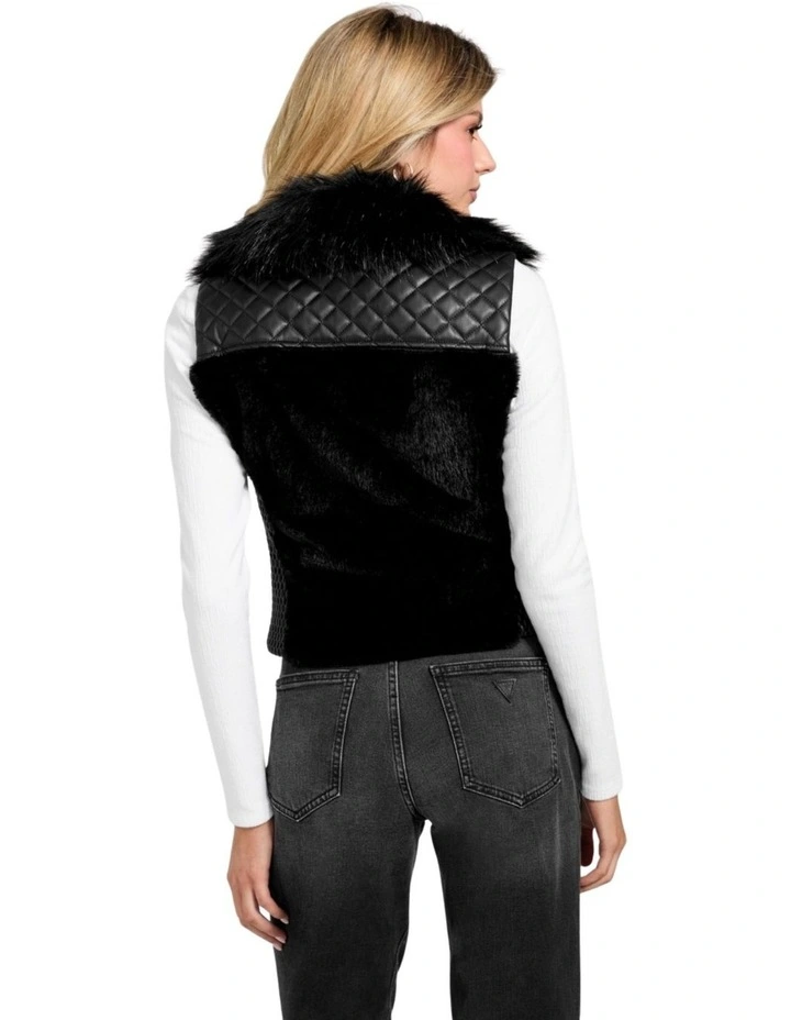 Amari Faux-Fur Vest in Black image 2