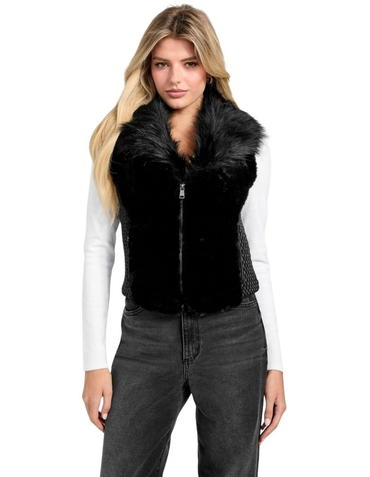 Amari Faux-Fur Vest in Black image 3