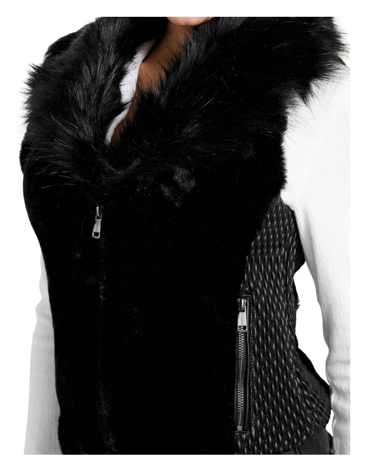 Amari Faux-Fur Vest in Black image 4