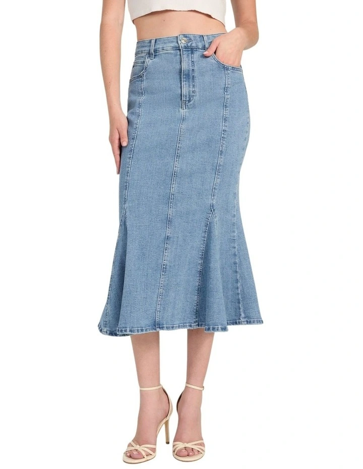 Lia Denim Midi Skirt in Blue image 1