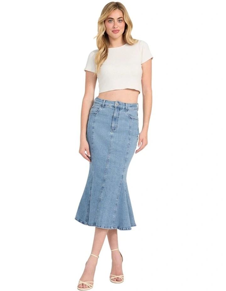 Lia Denim Midi Skirt in Blue image 5