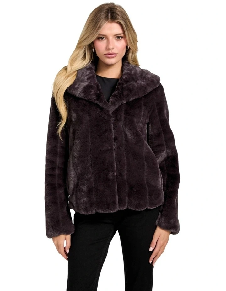 Sophy Faux-Fur Jacket in Brown image 3
