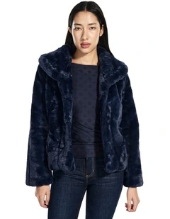 Sophy Faux Fur Jacket in Blue