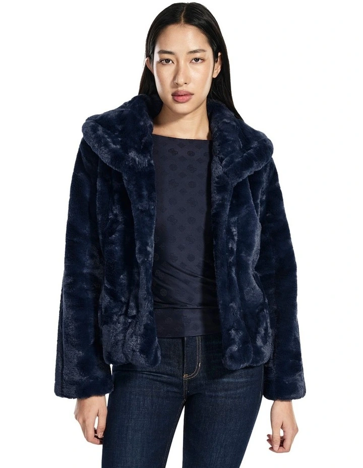 Sophy Faux Fur Jacket in Blue image 1