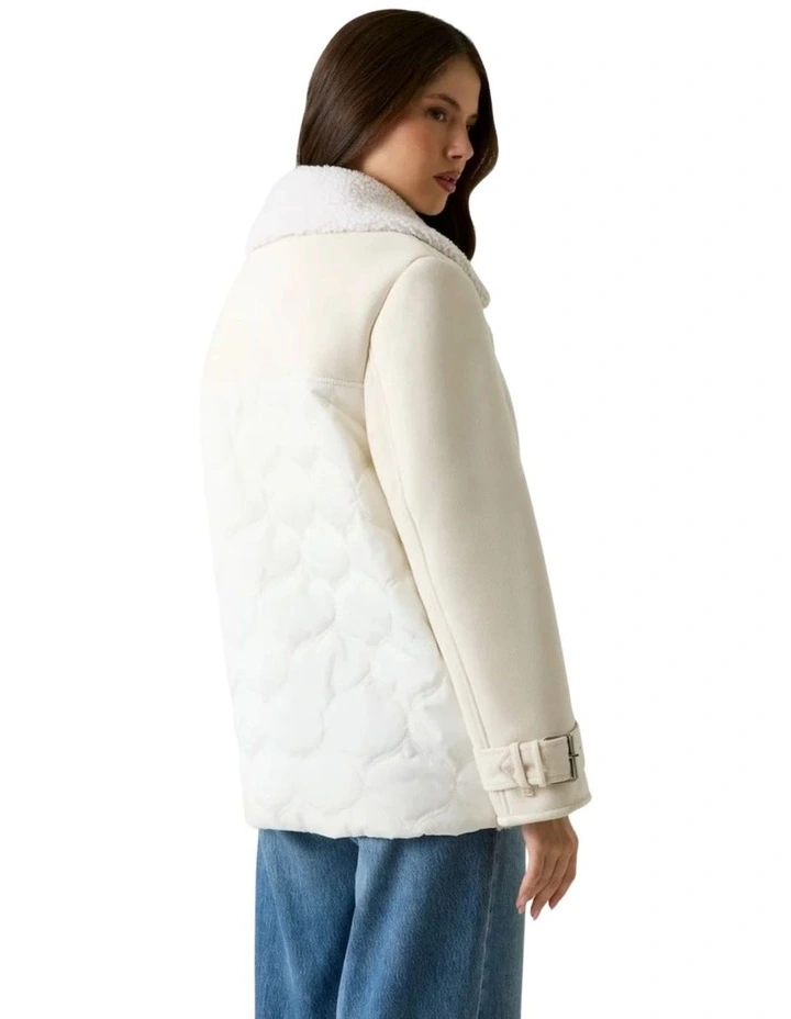 Eco Maristella Faux Shearling Jacket in Cream image 3