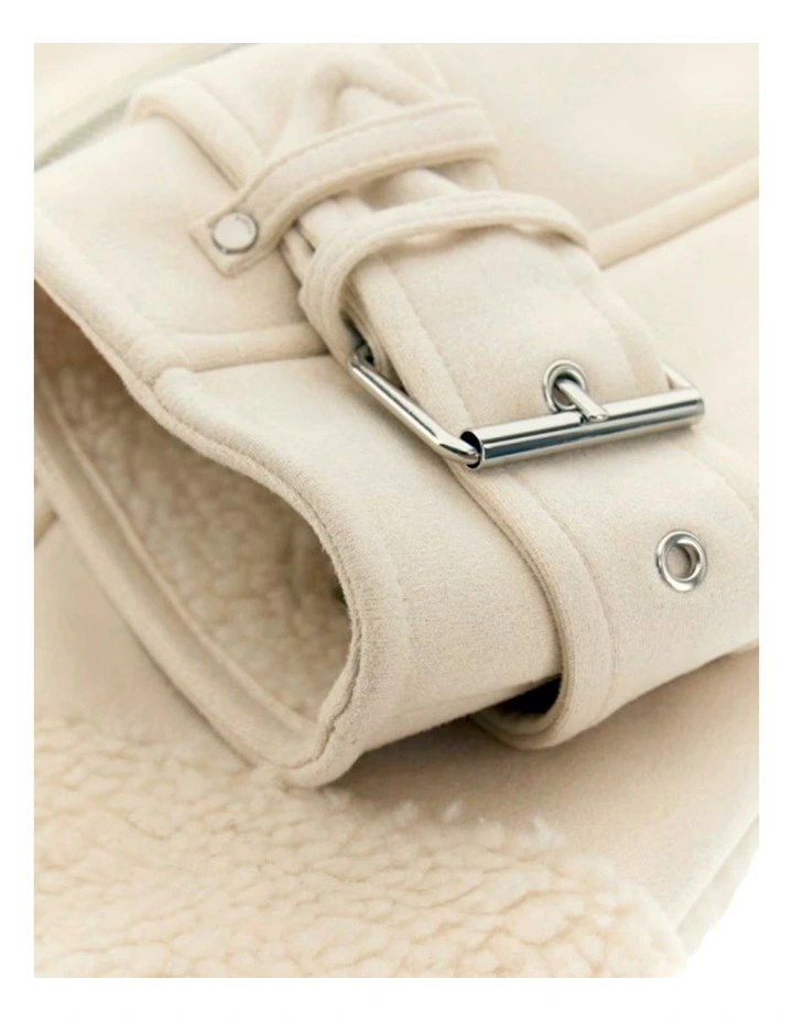 Eco Maristella Faux Shearling Jacket in Cream image 4