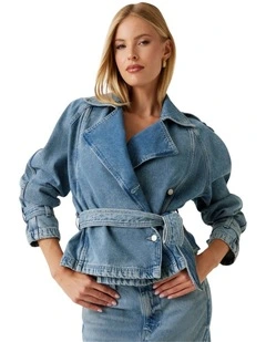 Runa Biker Denim Jacket in Blue