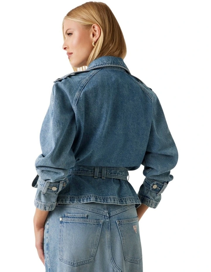 Runa Biker Denim Jacket in Blue image 2