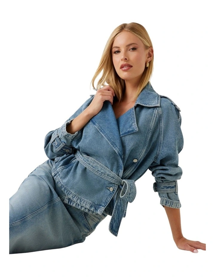 Runa Biker Denim Jacket in Blue image 3